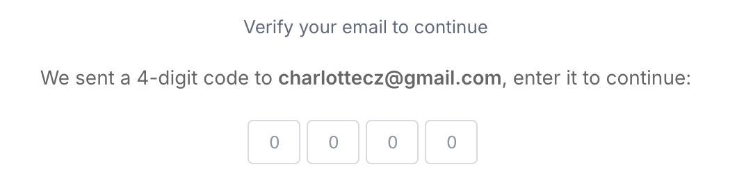 Email verification prompt on the Gleam widget
