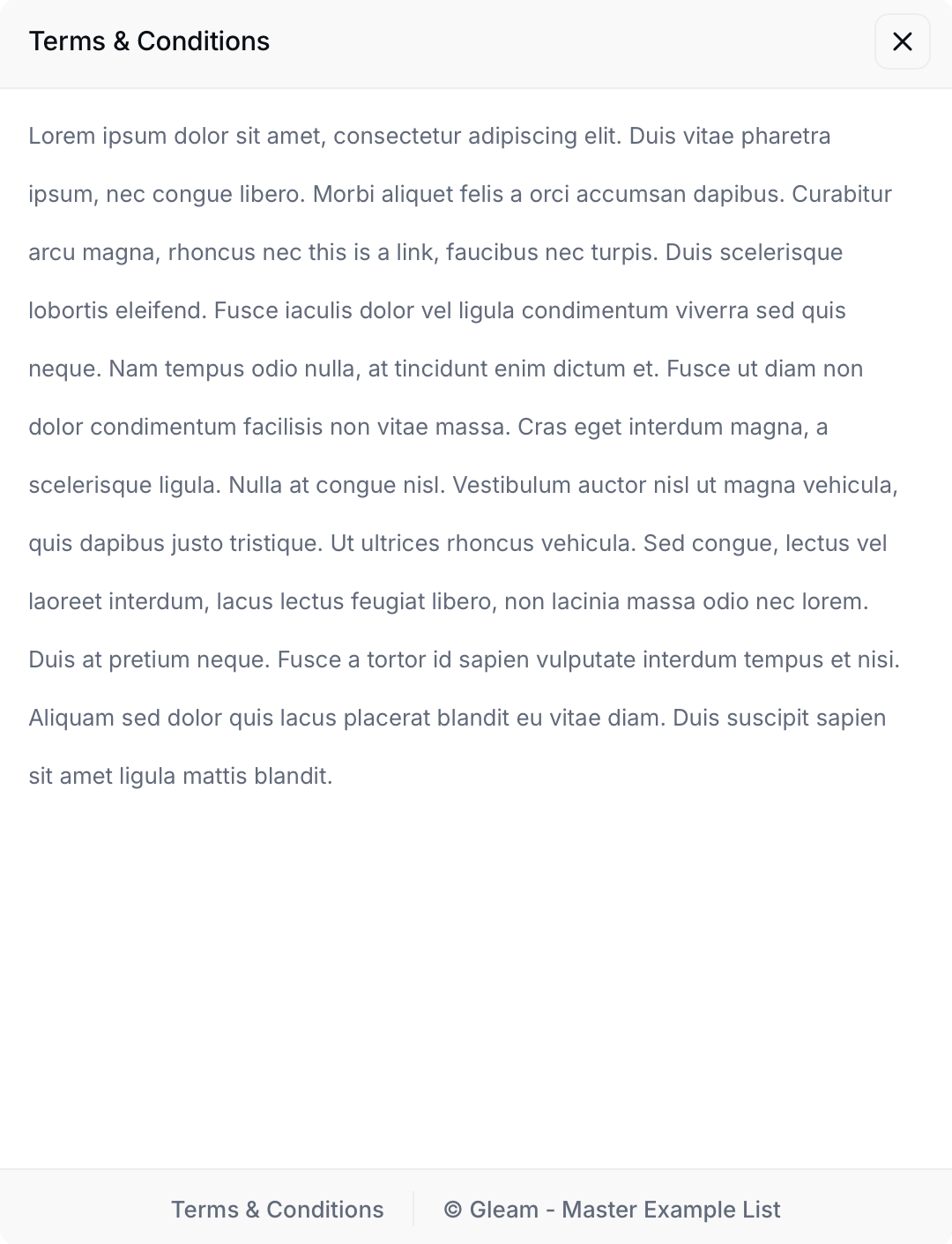 Terms & conditions displayed in Rewards widget