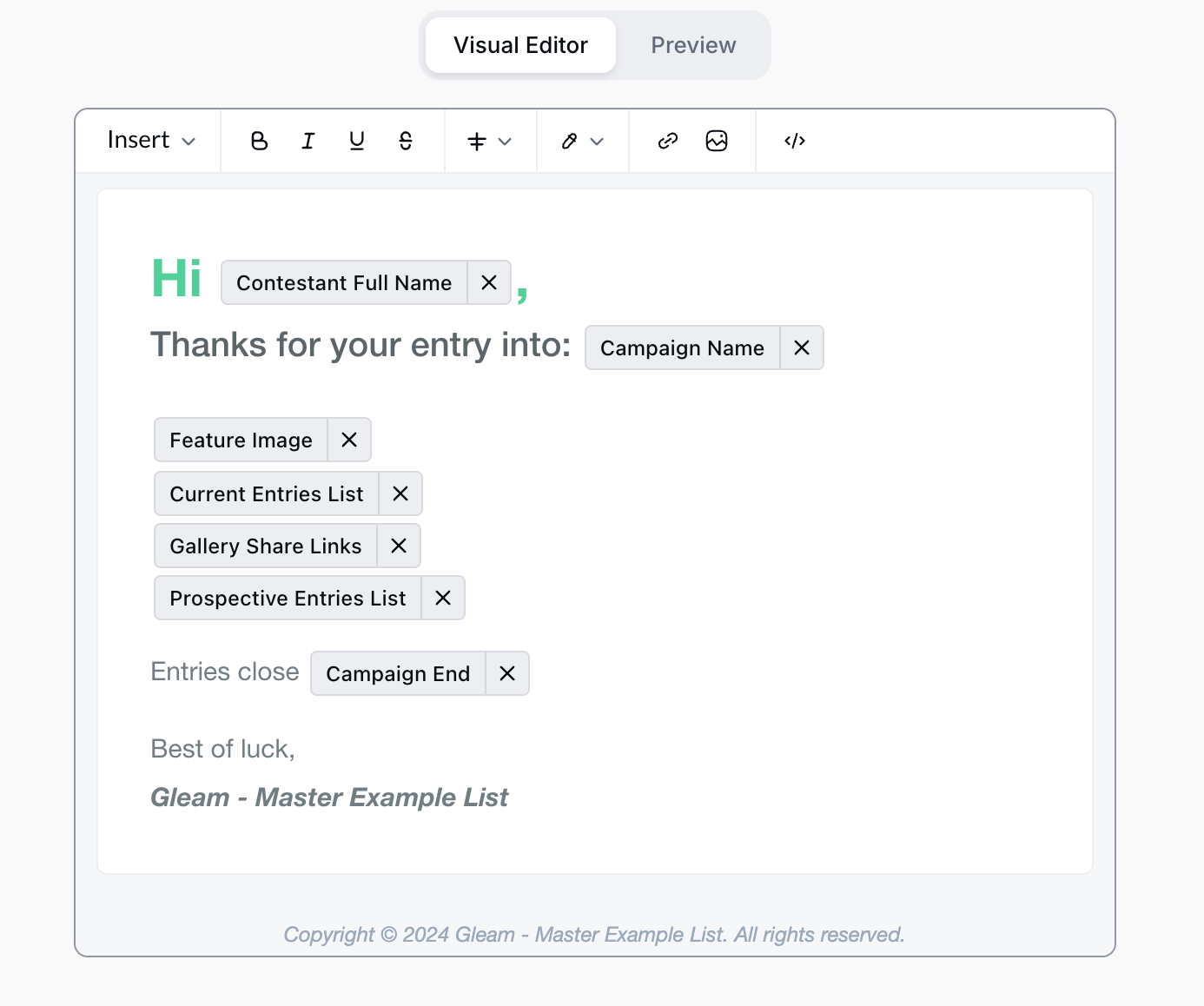 Gleam interface for custom emails