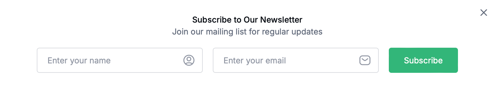 Gleam interface with name and email action