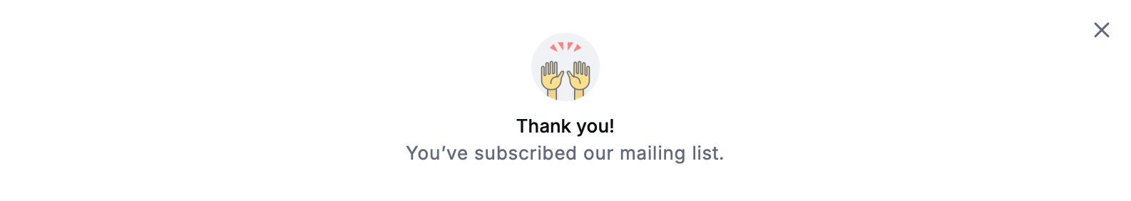 Gleam capture showing thank you message