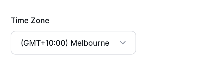 Choose a timezone from the dropdown menu