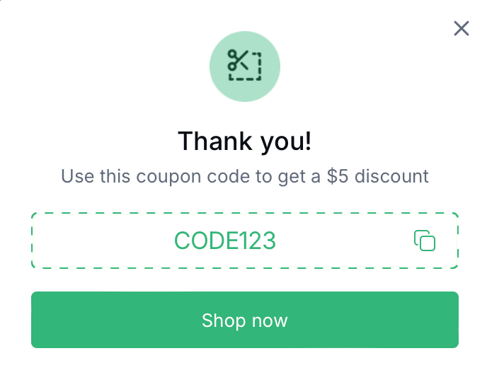 Gleam interface showing coupon code