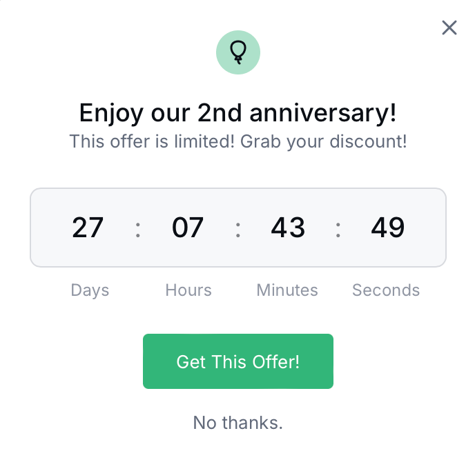 Gleam interface with countdown timer