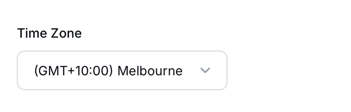 Gleam interface showing timezone options